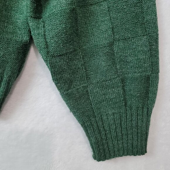 VTG Jay Sport Mens V-Neck Golf Sweater Basket Weave Size XL Green Embroidered - Picture 7 of 13
